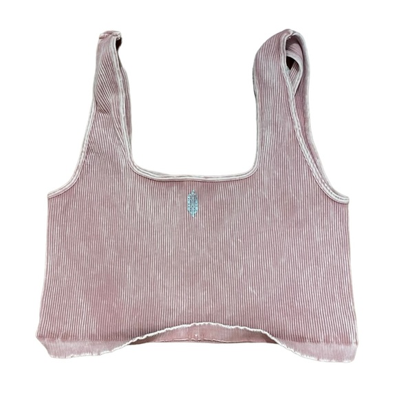 Free People Happiness Runs Square Neck Crop Tank Vintage Soft Pink XL - Picture 7 of 7